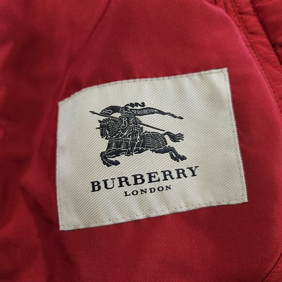 Burberry London Womens Size US 10 UK 12 Quilted Red Belted Button Up Jacket - Picture 11 of 16